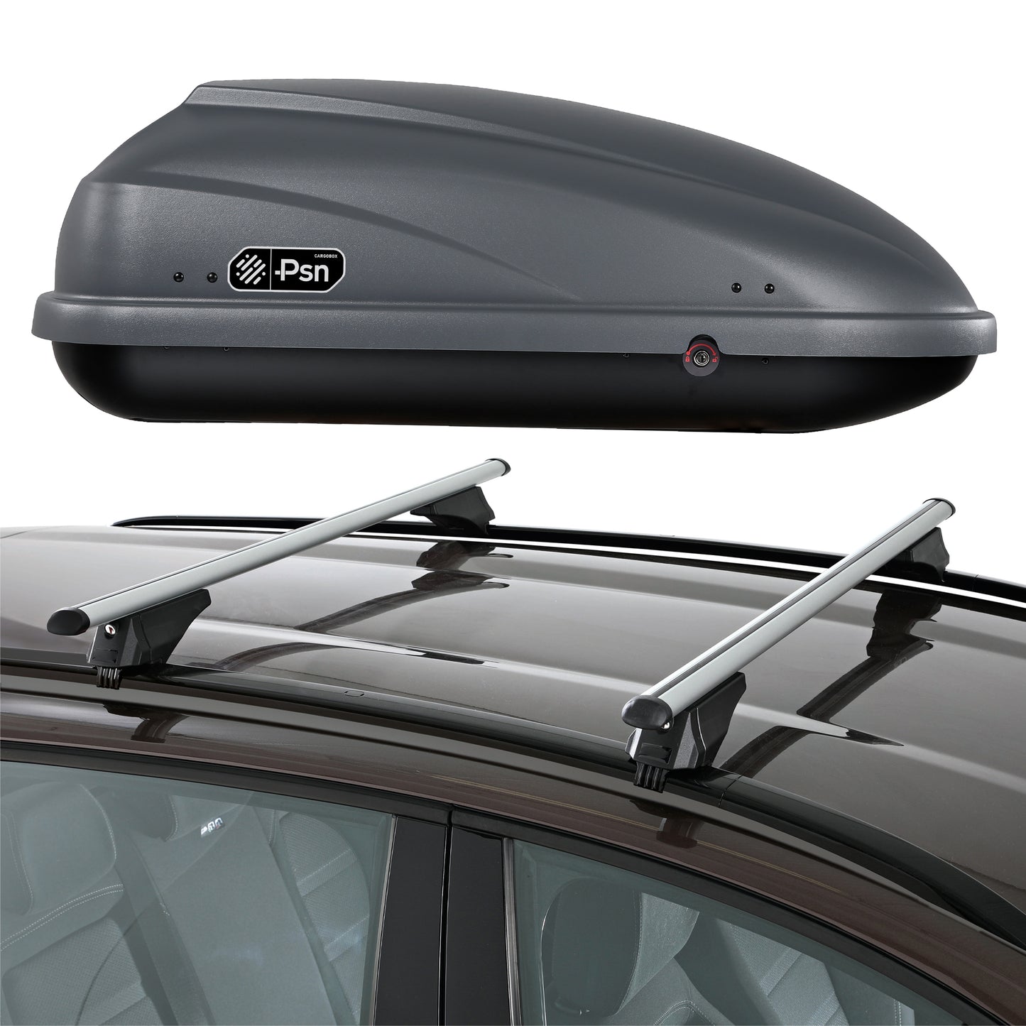 Psn CargoBox Araç Üstü Port Bagaj - 370 Litre - Mat Gri (Sedan / C-SUV / Crossover)