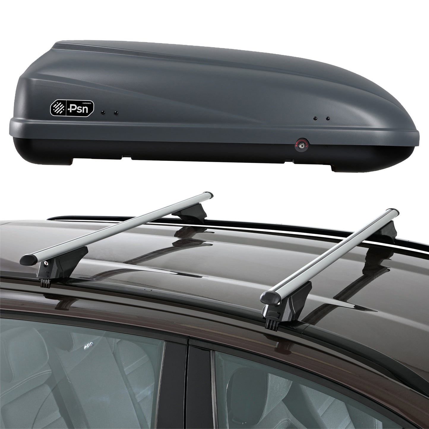 PSN CARGOBOX ARAÇ ÜSTÜ PORT BAGAJ 460L MAT GRİ & 135CM BAR