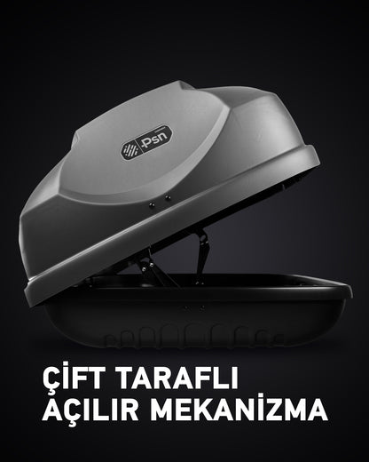 PSN CargoBox Araç Üstü Port Bagaj - 460 Litre - Mat Gri - Çift Taraftan Açılır